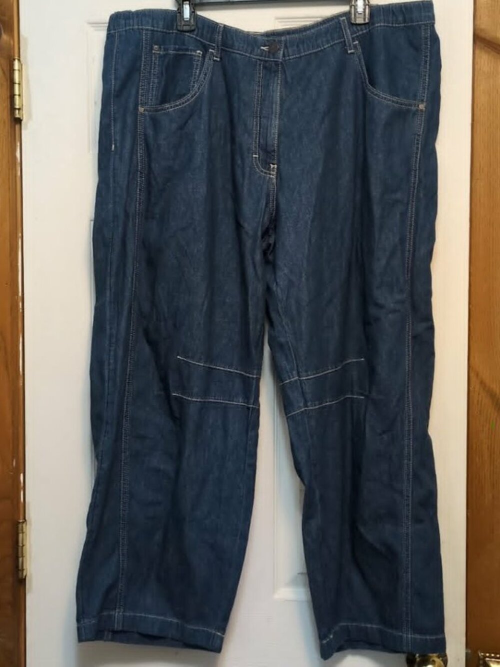 Pure Ulla Popken Plus Size 22 Baggy Jeans Stitchwork Classic Blue Denim Wide Leg